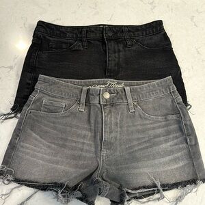Black & Grey Denim Shorts
